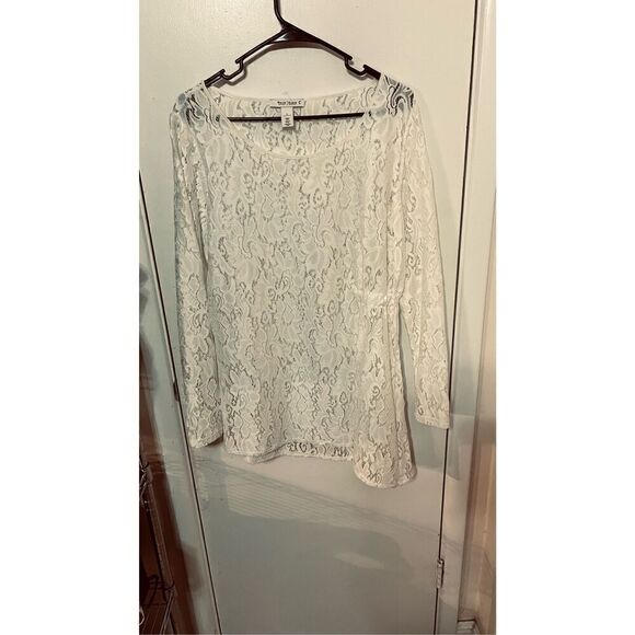 WHBM White House Black Market Lace Tunic with elastic Side Size L - Picture 1 of 10